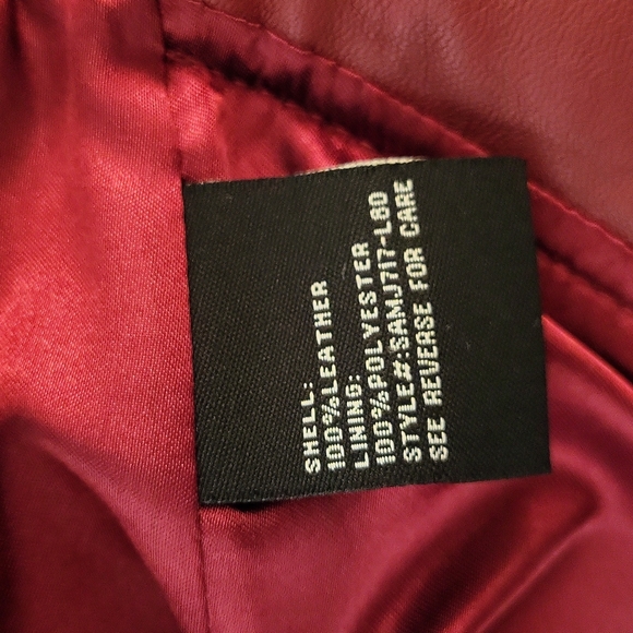 BLANC NOIR BUTTER SOFT LEATHER JACKET.  (BURGUNDY)  ZIPPERS ON ARMS AND POCKETS - Picture 13 of 16